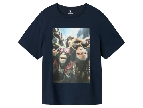 Name It t-shirt navy blazer med abe print